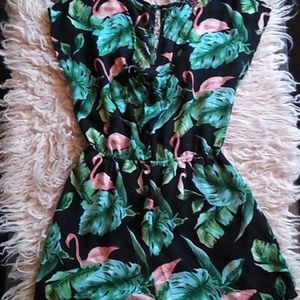 Pink flamingo romper